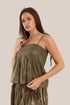 short top with tiny pleats and thin adjustable straps